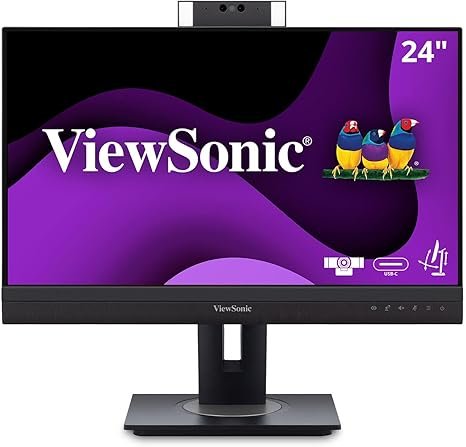 ViewSonic VG2457V 24 Inch 1080p Video Conferencing Docking Monitor with Windows Hello Compatible IR Webcam, Advanced Ergonomics, and 90W USB C