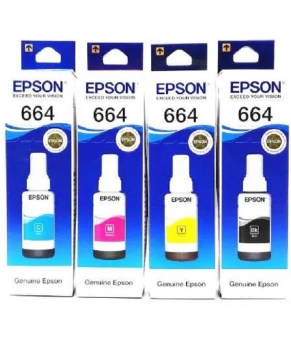 Epson T664 Ink Bottle (Cyan, Magenta, Yellow, Black)
