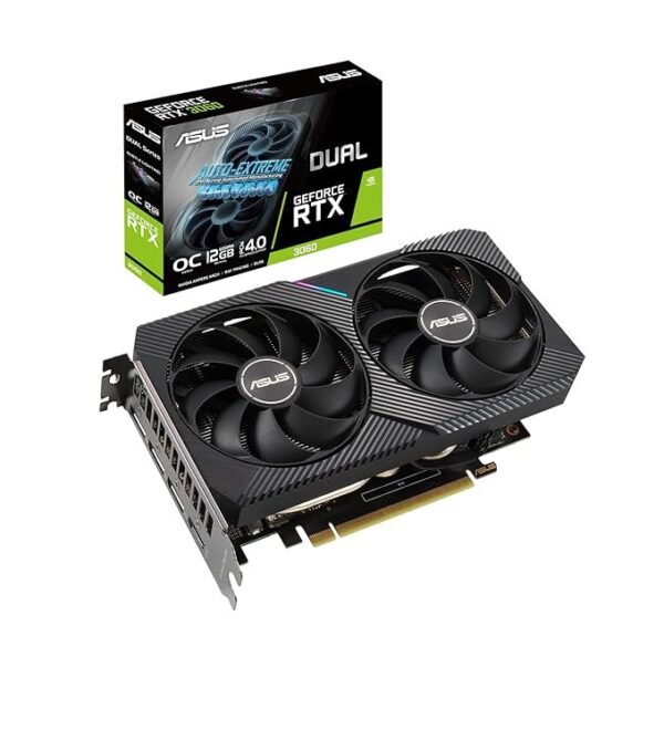 ASUS pci_e_x4 Dual GeForce RTX 3060 V2 OC Edition 12GB GDDR6 with Two Powerful Axial-tech Fans LHR Graphics Card