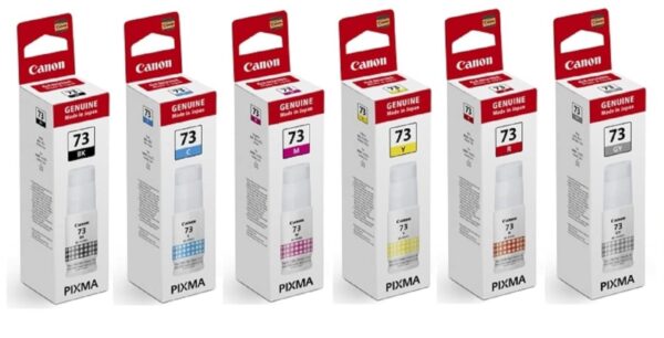 Canon 73 B/C/Y/M/R/GR Ink Bottles Pixma G570 G670 Printer