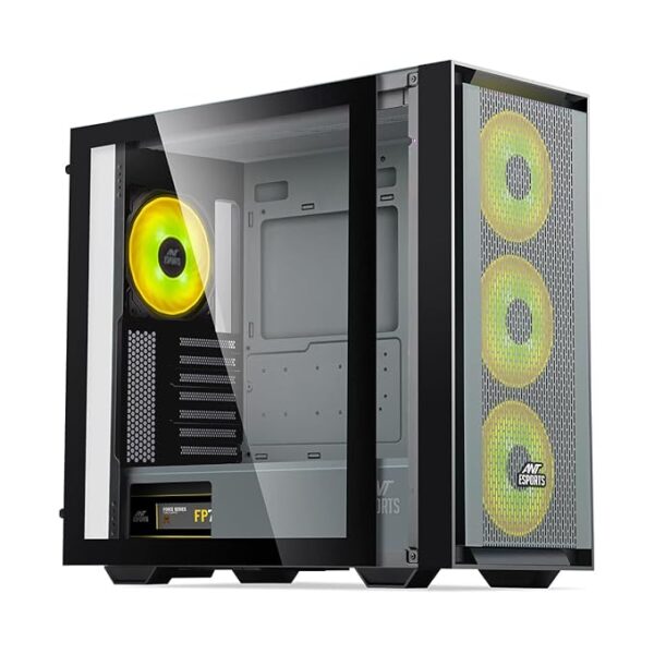 Ant Esports 690 Air Mid- Tower Computer Case/Gaming Cabinet - Black/Grey | Supports E-ATX, ATX, Micro-ATX, Mini-ITX | Pre-Installed 3 x 120mm ARGB Fans in Front