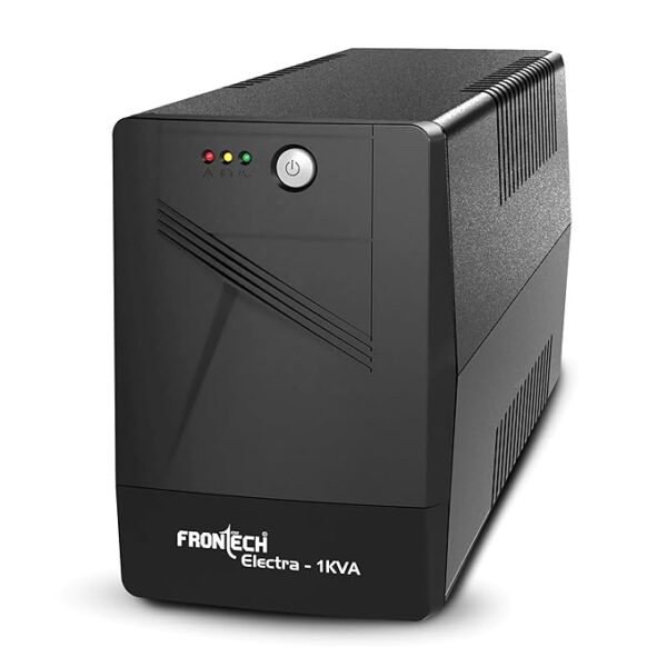 FRONTECH UPS Electra Static Converter - 1KVA/600W | 12/7Ah x 2 Lead Acid Batteries, Maintenance Free Battery, LED Indicator, Power Backup & Protection for Home/Office PC and Desktop, (2566 - Black)