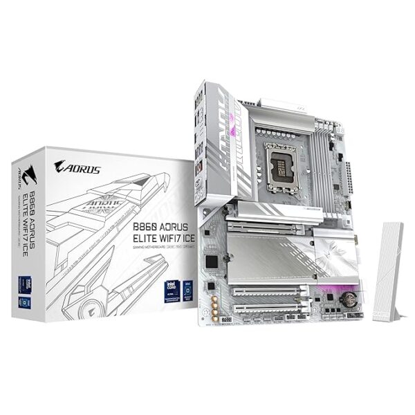 GIGABYTE B860 A Elite WF7 ICE Motherboard – Intel 13th Gen, Wi-Fi 7, PCIe 5.0, Dual M.2 Slots, Advanced Cooling, 10Gb Ethernet, Mini-ITX Form Factor