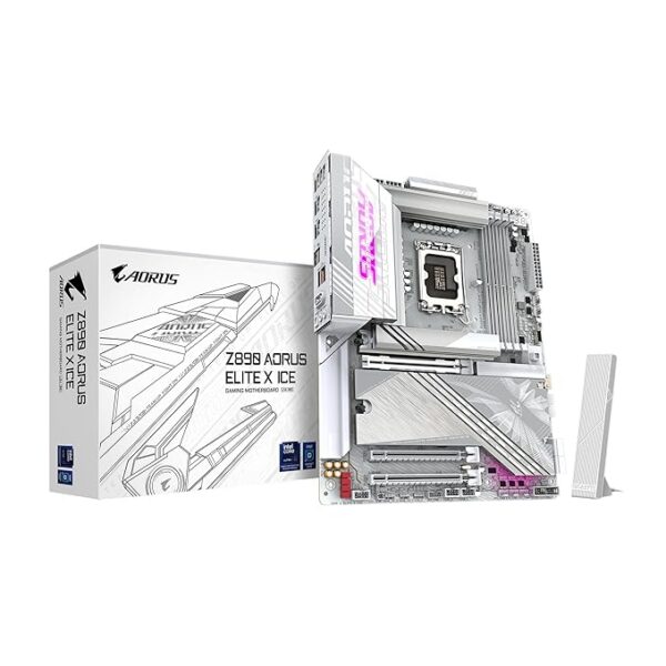 GIGABYTE Z890 AORUS Elite X ICE Intel Core Ultra (Series 2) LGA 1851 Motherboard, ATX, DDR5, 5X M.2, PCIe 5.0, Thunderbolt 4, WIFI7, 2.5GbE LAN, EZ-Latch