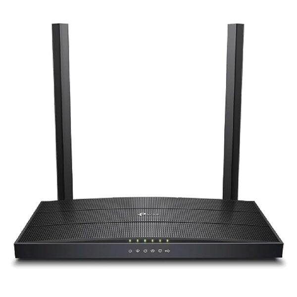 TP-Link XC220-G3V AC1200 Wireless 4 Gigabit Port, 1 VOIP Port, XPON Wireless Router (Black, Dual Band) with 2 External Dual Band Antennas, Easy Remote Management