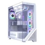 ZEBRONICS Nemesis Premium Gaming Cabinet, Mid-Tower, Supports ATX | mATX, Front + Side Tempered Glass, USB 3.0 (White)