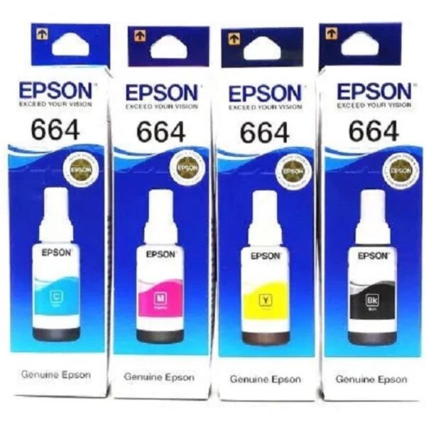 Epson T664 Ink Bottle (Cyan, Magenta, Yellow, Black)
