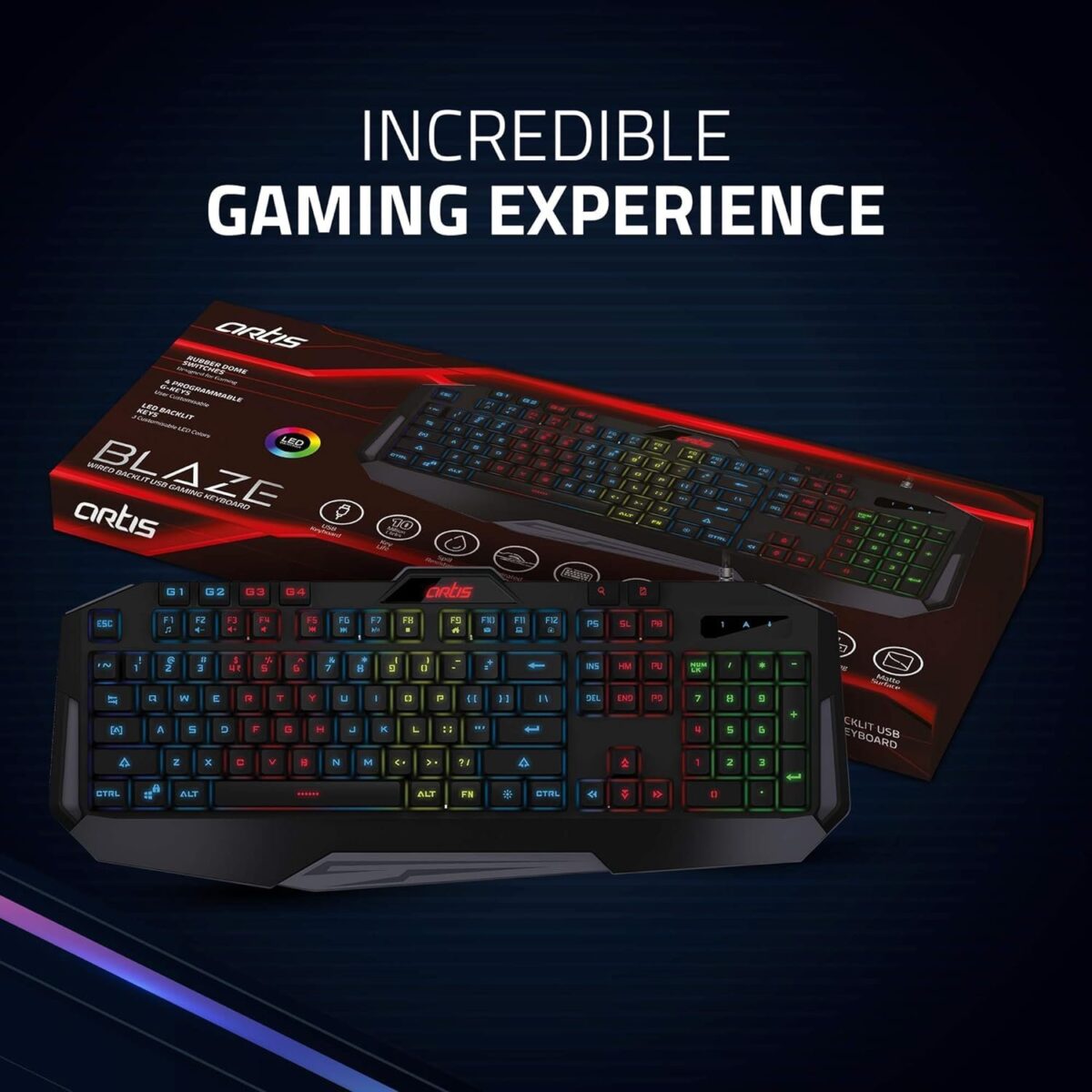 Artis Blaze Wired Backlit USB Gaming Keyboard - Image 4