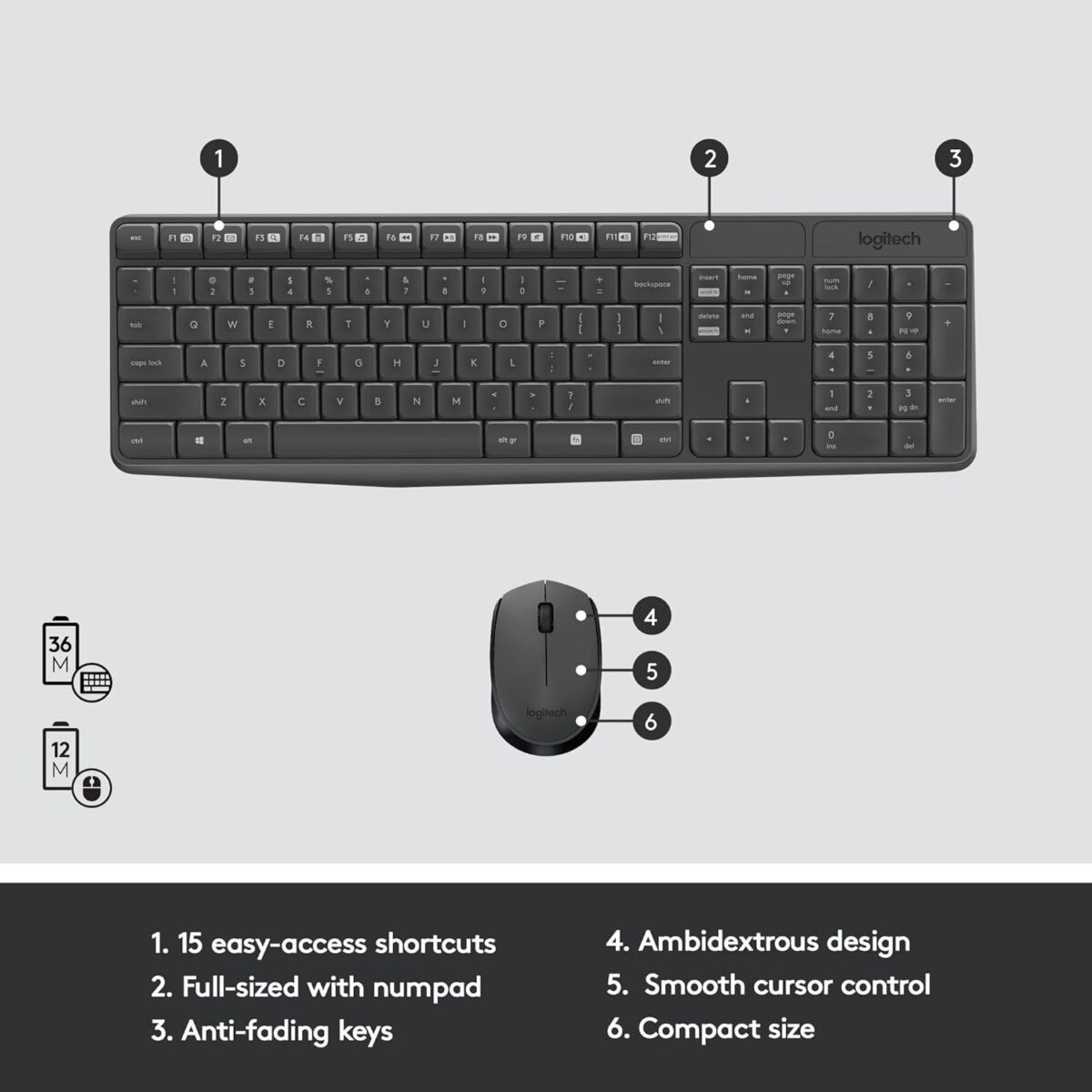Logitech MK235 Wireless Keyboard and Mouse Set - Image 2