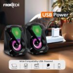 FRONTECH 2.0 USB Powered Multimedia Speakers with RGB Lights 1 Year Warranty (SPK-0004, Black) - Image 2