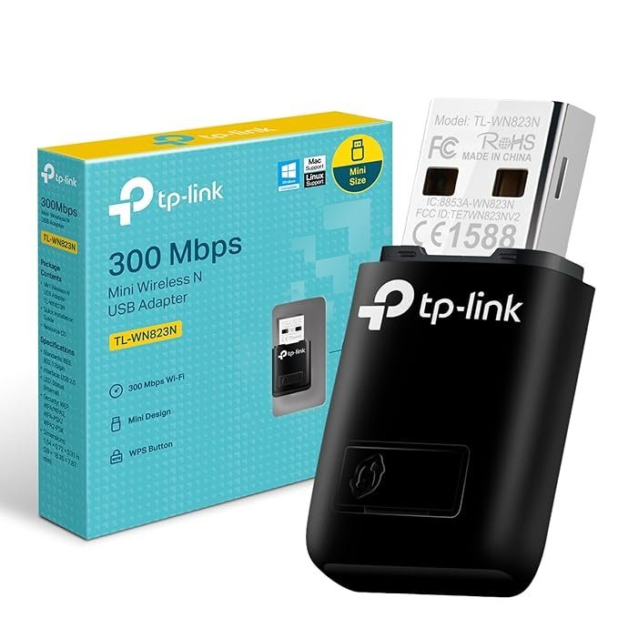 wifi2.jpg TP-LINK WiFi Dongle 300 Mbps Mini Wireless Network USB Wi-Fi Adapter for PC Desktop Laptop(Supports Windows 11/10/8.1/8/7/XP, Mac OS 10.9-10.15 and Linux, WPS, Soft AP Mode, USB 2.0) (TL-WN823N),Black - Image 1