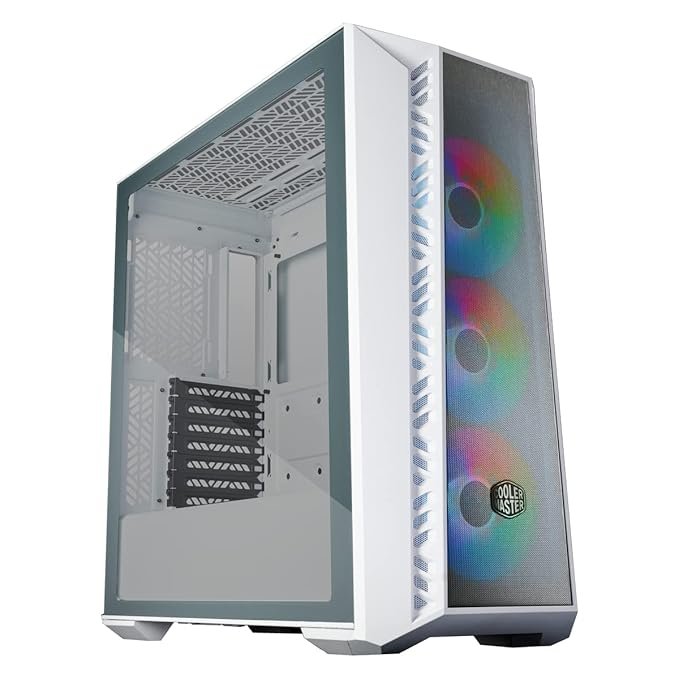 C3 Cooler Master MB520 Mesh Computer Case - White | 3 x 120mm ARGB Fans Pre-Installed | Type C Connector in Front | Top Removable | 360mm Radiator Support | High Airflow Case | PWM & ARGB Hub Included. - Image 1