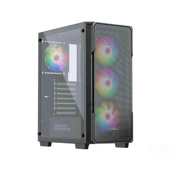 COCONUT Core 100M Gaming Cabinet, Mid ATX – Black