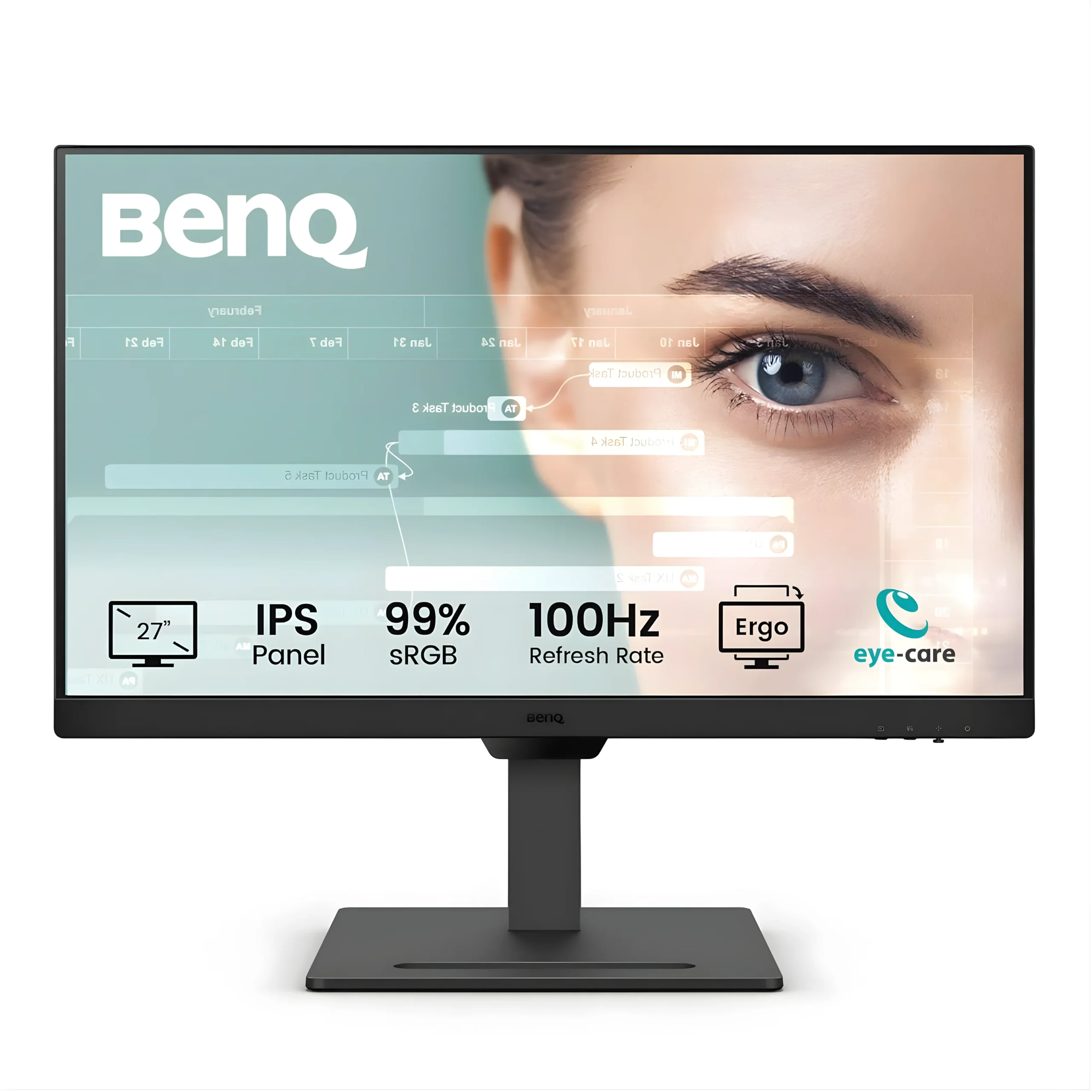 SSK Product Images (8) BenQ GW2790T 27 Inch 1300:1 CR 1080P FHD IPS Monitor|100Hz|99% Srgb|Height Adjustable|Ergo Design|VESA Mediasync|Dual HDMI|DP Port|Speakers|Eye-Careu|Eyesafe|B.I. Gen2|LBL+|Wall Mount (Black) - Image 1