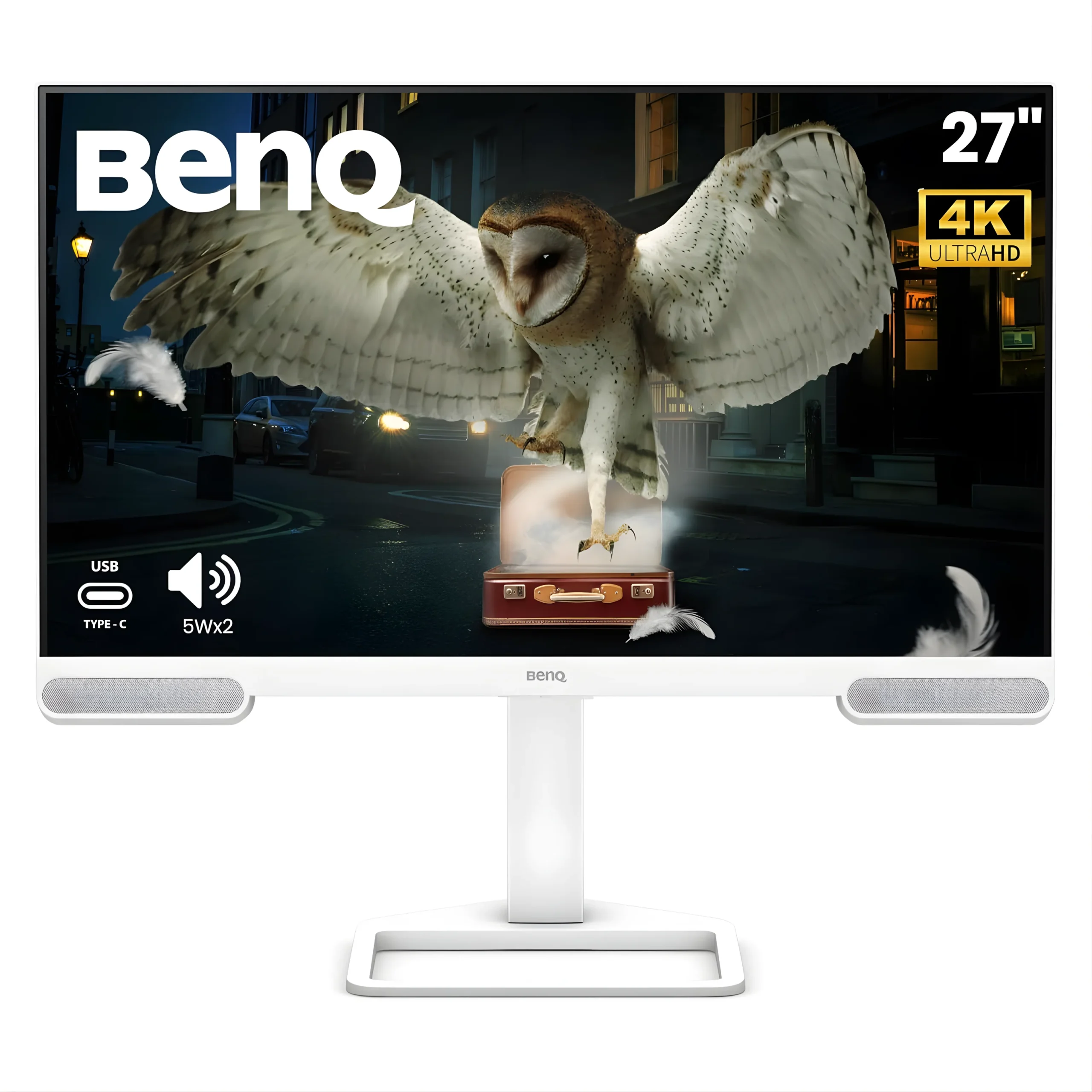 SSK Product Images BenQ EW2790U 27” 4K UHD 3840x2160 Entertainment Monitor with 95% P3| AI Contrast| 5Wx2 treVolo Speakers| USB Type-C (65W PD)| 3xHDMI|USB Hub| Ergonomic Design|Display Pilot 2| Eye-Care (White) - Image 1
