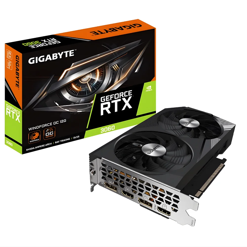 GIGABYTE RTX3060 12GB DDR6 WINDFORCE OC V2 GRAPHIC CARD GIGABYTE RTX3060 12GB DDR6 WINDFORCE OC V2 GRAPHIC CARD - Image 1