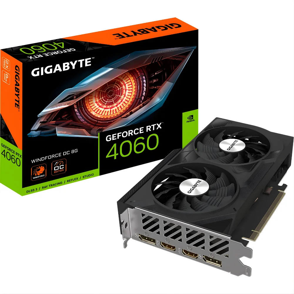 GIGABYTE RTX4060 8GB DDR6 WINDFORCE OC V2 GRAPHIC CARD RTX3060 12GB DDR6 WINDFORCE OC V2 GRAPHIC CARD GIGABYTE RTX4060 8GB DDR6 WINDFORCE OC V2 GRAPHIC CARD - Image 1