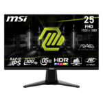 MSI MAG 255XF 24.5 Inch FHD Gaming Monitor - 1920 x 1080 Rapid IPS Panel, 300 Hz / 0.5ms (GtG, Min.),120% sRGB Colour Gamut, Frameless Design, HDR Ready - DisplayPort 1.4a, HDMI™ 2.0b(FHD@240Hz)