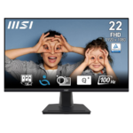 MSI PRO MP225, 21.5 Inch (54.61 cm), IPS Panel, Full HD 1920 x 1080, 100 Hz, Black, Eye-Friendly Screen, Tilt-Adjustable, HDMI, D-Sub (VGA) Monitor