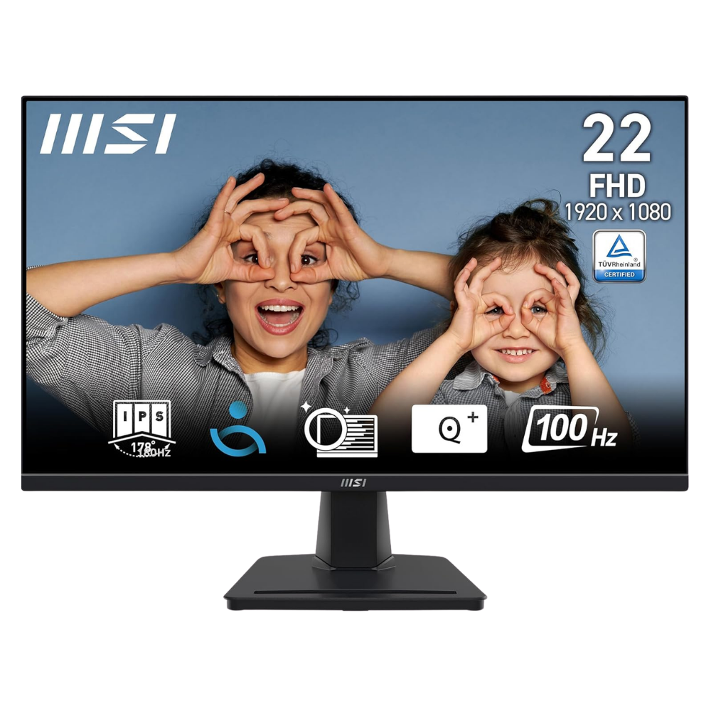 SSK Product Images MSI PRO MP225, 21.5 Inch (54.61 cm), IPS Panel, Full HD 1920 x 1080, 100 Hz, Black, Eye-Friendly Screen, Tilt-Adjustable, HDMI, D-Sub (VGA) Monitor - Image 1