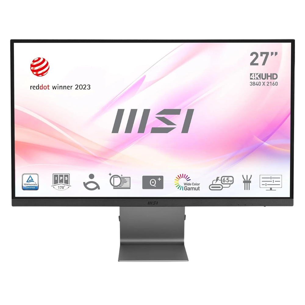 SSK Product Images (33) MSI Modern MD271UL, 27 Inch (68.58 cm), IPS Panel, 4K UHD 3840 x 2160, Silver, Eye-Friendly Screen, 99% DCI-P3/139% SRGB, 2X HDMI 2.0b, DP 1.2a, USB Type-C 65W PD Monitor - Image 1
